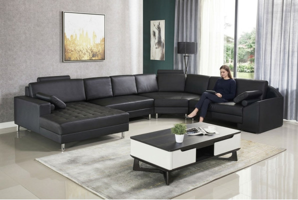 Narożnikowa kanapa Sofa w kształcie litery U Podkładka Narożnikowa kanapa Żywy krajobraz skórzana sofa