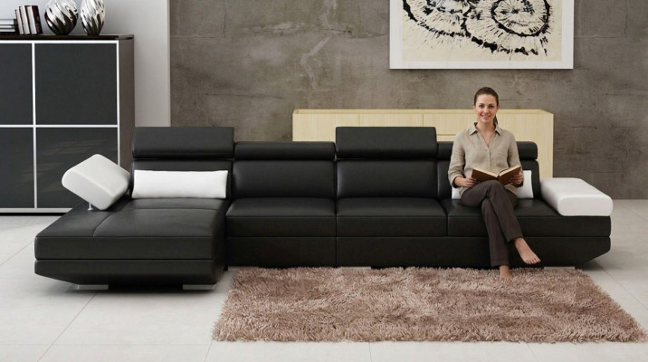 Skórzana sofa w kształcie litery L Żywy krajobraz Narożnikowa kanapa Ustawić Design Modern