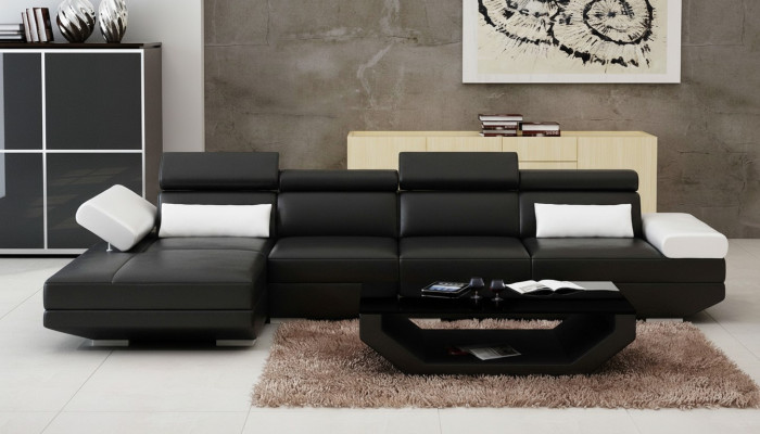 Skórzana sofa w kształcie litery L Żywy krajobraz Narożnikowa kanapa Ustawić Design Modern