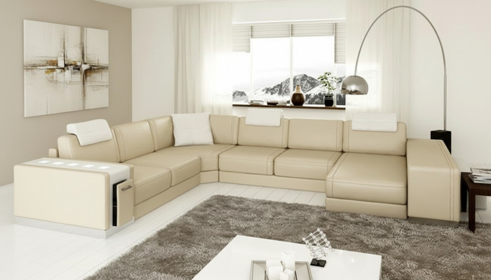 Narożnikowa kanapa sofa Żywy krajobraz U kształt Podkładka kanapa skórzana sofa Stołek