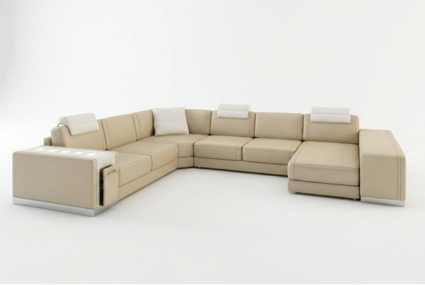 Narożnikowa kanapa sofa Żywy krajobraz U kształt Podkładka kanapa skórzana sofa Stołek