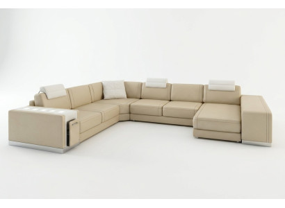 Narożnikowa kanapa sofa Żywy krajobraz U kształt Podkładka kanapa skórzana sofa Stołek