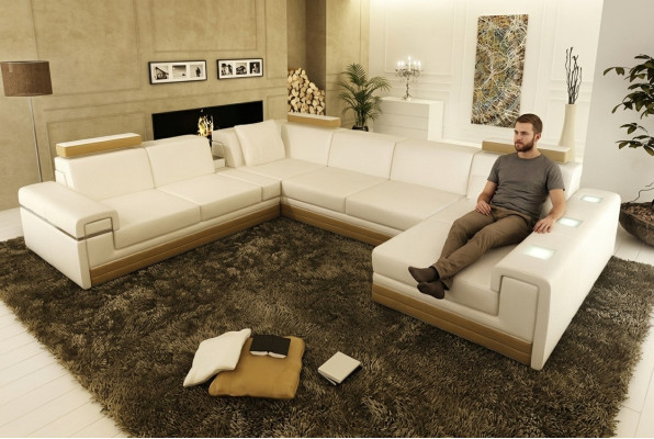 Skórzana sofa Kanapa Zestaw sofowy Narożnikowa kanapa Narożnik Ustawić Design Nowoczesna Sofa