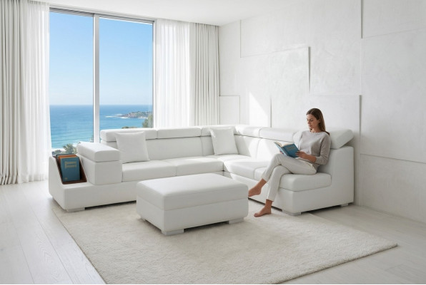 Narożnikowa kanapa Sofa w kształcie litery L podkładka sofy Żywy krajobraz skórzana sofa Stołek
