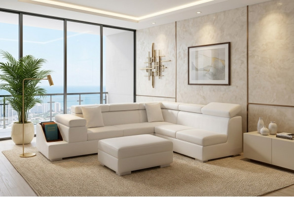 Narożnikowa kanapa Sofa w kształcie litery L podkładka sofy Żywy krajobraz skórzana sofa Stołek