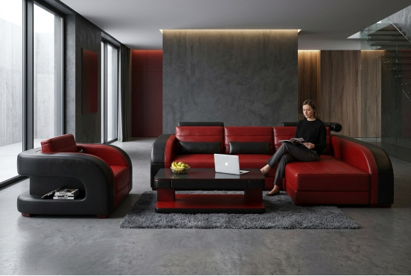 Nowoczesny zestaw sof narożny L Shape Podkładka Siedziba Narożnik Couch + Sofy Fotel