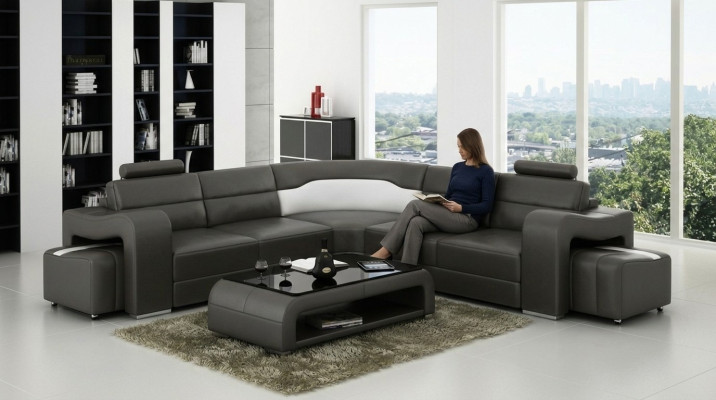 Narożnikowa kanapa Sofa Kanapa Podkładka Żywy krajobraz Skóra Narożnik Sofy Deko Ustawić