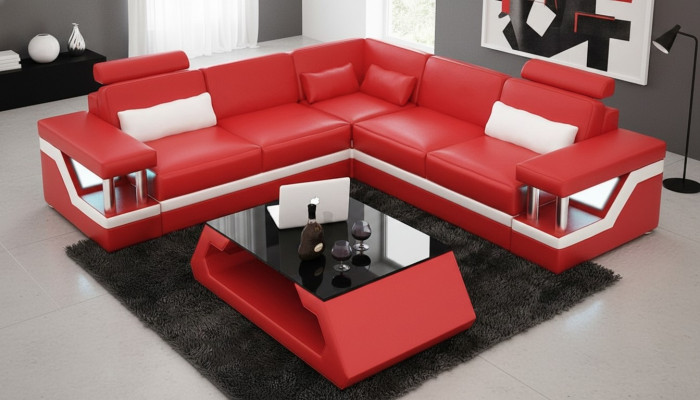Kanapa Narożnikowa kanapa Skóra Żywy krajobraz Ustawić Design Nowoczesna sofa w kształcie litery L