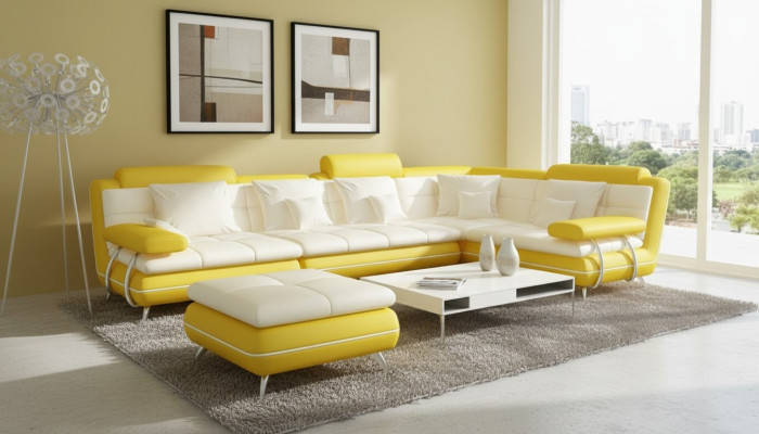Ustawić L Shape Ekskluzywna Sofa do Salonu Sofa Plakatowa Kanapy