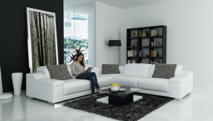 Narożnikowa kanapa Sofa Kanapa Podkładka Żywy krajobraz Skóra Narożnik Deko Sofy Ustawić