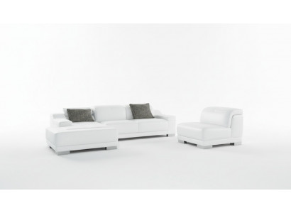 Nowoczesny zestaw sof narożny L Shape Podkładka Siedziba Narożnik Couch + Fotel Narożnikowa kanapa