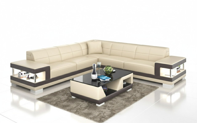 Sofa skórzana Kanapa w kształcie litery L Żywy krajobraz Narożnikowa kanapa Ustawić designerską sofę