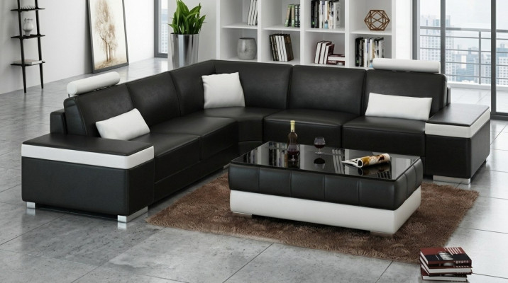 Skórzana sofa Meble Kanapa w kształcie litery L Żywy krajobraz Narożnikowa kanapa Ustawić design