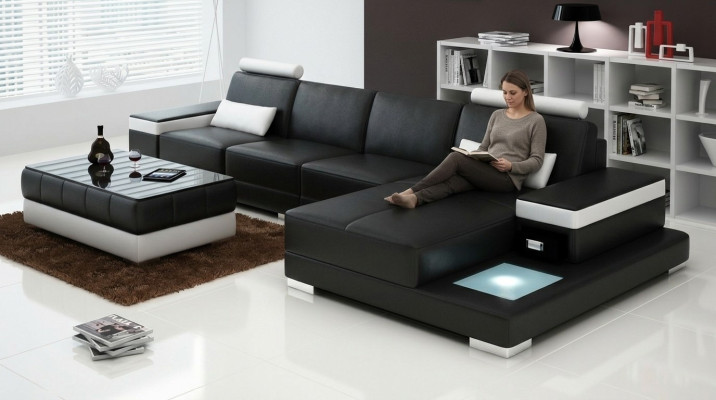 Kanapa Narożnikowa kanapa Meble Skóra Żywy krajobraz Ustawić Design Nowoczesna Sofa