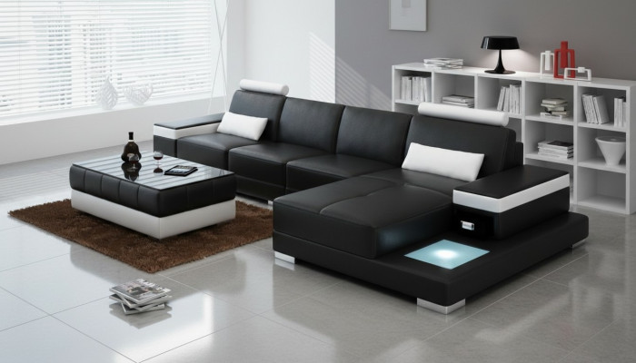 Kanapa Narożnikowa kanapa Meble Skóra Żywy krajobraz Ustawić Design Nowoczesna Sofa