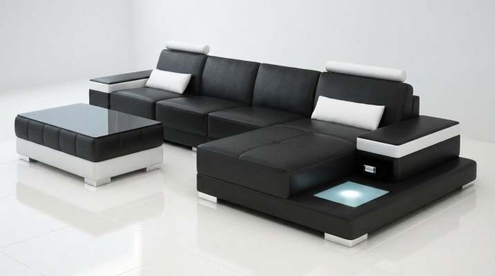 Kanapa Narożnikowa kanapa Meble Skóra Żywy krajobraz Ustawić Design Nowoczesna Sofa