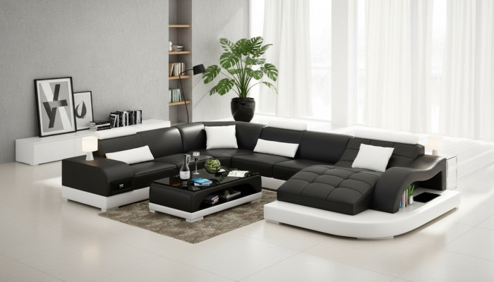 Sofa Żywy krajobraz U Form Narożnikowa kanapa Kanapa Ustawić Podkładkę Big xxl Sofy Kanapy