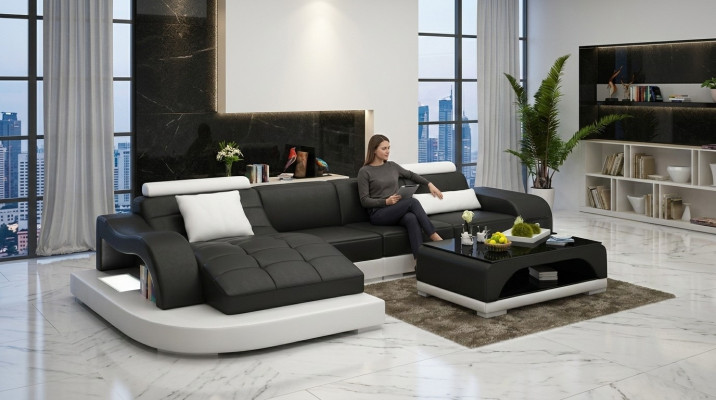 Narożnik kanapa Skóra Sofa Kanapa Podkładka Narożnik Siedziba Żywy krajobraz Ustawić w kształcie litery L