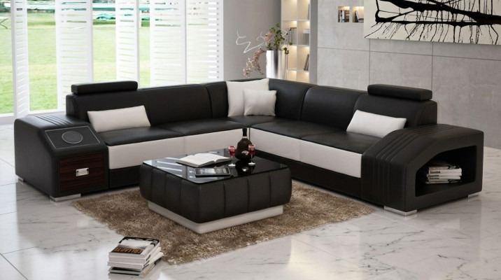 Sofa skórzana Kanapa w kształcie litery L Meble Żywy krajobraz Narożnikowa kanapa Ustawić Design