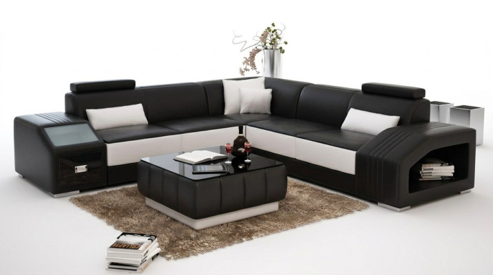 Sofa skórzana Kanapa w kształcie litery L Meble Żywy krajobraz Narożnikowa kanapa Ustawić Design