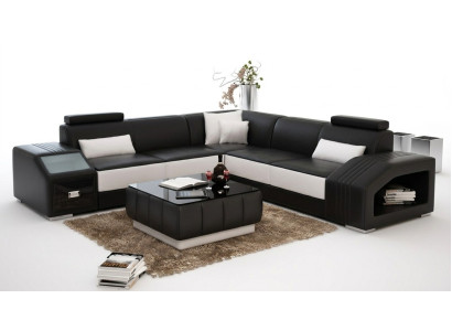 Sofa skórzana Kanapa w kształcie litery L Meble Żywy krajobraz Narożnikowa kanapa Ustawić Design