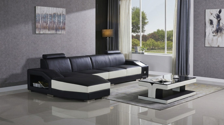 Skóra Modern Couch Żywy krajobraz Sofa skórzana Zestaw sofowy Meble Sofa