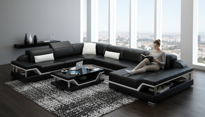 Designerska Sofa Kanapa Narożnikowa kanapa z Stołek Podkładka Ustawić Żywy krajobraz Kształt U