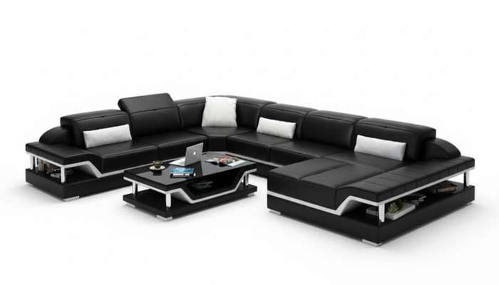 Designerska Sofa Kanapa Narożnikowa kanapa z Stołek Podkładka Ustawić Żywy krajobraz Kształt U