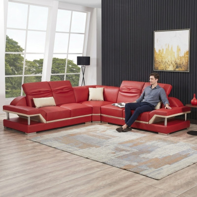 L Shape Skóra Żywy krajobraz Kanapa Podkładka Siedziba Narożnikowa kanapa Sofa Living Room