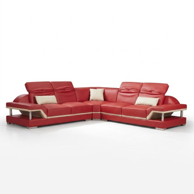 L Shape Skóra Żywy krajobraz Kanapa Podkładka Siedziba Narożnikowa kanapa Sofa Living Room