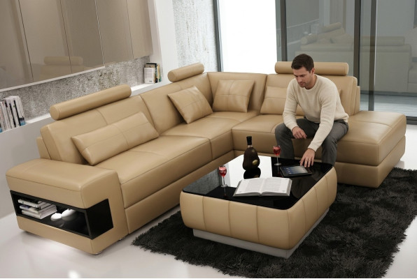 Narożna kanapa Sofa w kształcie litery L Podkładka Narożne sofy Żywy krajobraz skórzana sofa