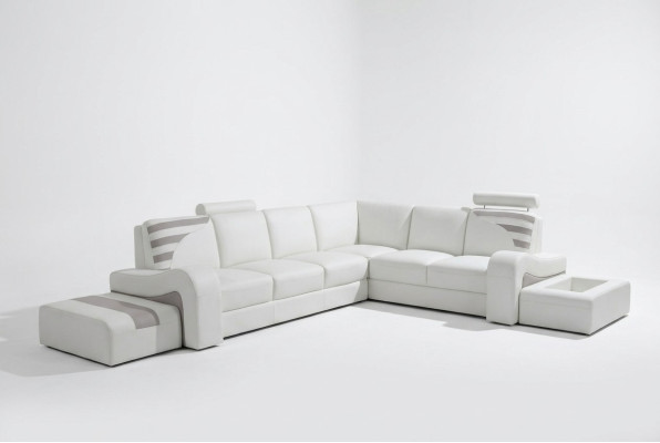 Nowoczesny zestaw sof narożny L Shape Podkładka Siedziba Narożnik Decor Couch + Stołek