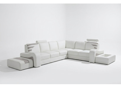 Nowoczesny zestaw sof narożny L Shape Podkładka Siedziba Narożnik Decor Couch + Stołek