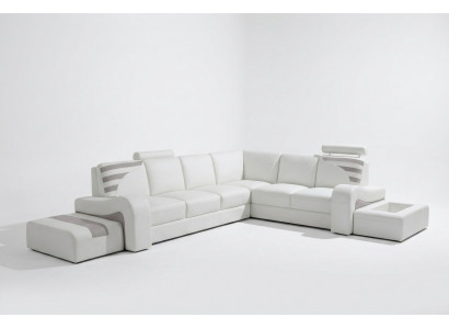 Nowoczesny zestaw sof narożny L Shape Podkładka Siedziba Narożnik Decor Couch + Stołek