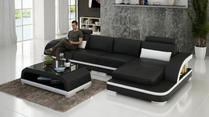 Sofa skórzana kanapa w kształcie litery L Żywy krajobraz Narożnikowa kanapa wystrój Ustawić Design Modern