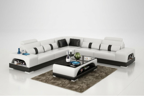 Kanapa Narożnikowa kanapa Skóra Żywy krajobraz Ustaw Design Deco Nowoczesna sofa w kształcie litery L