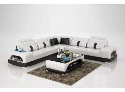 Kanapa Narożnikowa kanapa Skóra Żywy krajobraz Ustaw Design Deco Nowoczesna sofa w kształcie litery L
