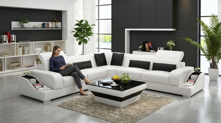 Narożnik kanapa Skóra Sofa Kanapa Podkładka Narożnik Żywy krajobraz Siedziba Ustawić L kształt