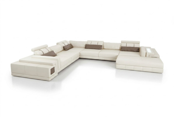 Skórzana sofa Kształt U Couch Żywy krajobraz Narożnikowa kanapa Ustawić Design Modern Sofa nowość