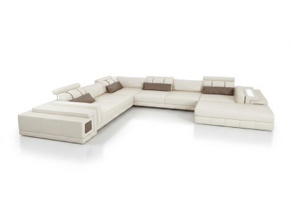 Skórzana sofa Kształt U Couch Żywy krajobraz Narożnikowa kanapa Ustawić Design Modern Sofa nowość