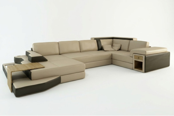 Design Sofa U Shape Skóra Żywy krajobraz Couch Podkładka Siedziba Narożnikowa kanapa