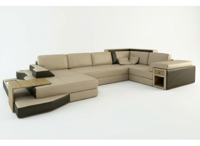 Design Sofa U Shape Skóra Żywy krajobraz Couch Podkładka Siedziba Narożnikowa kanapa