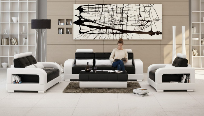 Skórzana sofa rozkładana Zestaw sofowy 3+1+1 miejsce do siedzenia Obcios designerski salon