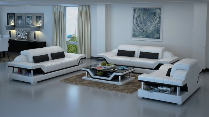 Skóra Podkładka Kanapa Sofa Luksusowy Zestaw sofowy 3+2 + stolik kawowy Ustaw Nowość