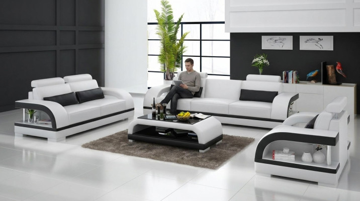 Luksusowy Zestaw sofowy Skóra Podkładka Kanapy Sofa Salon 3+2 Zestaw