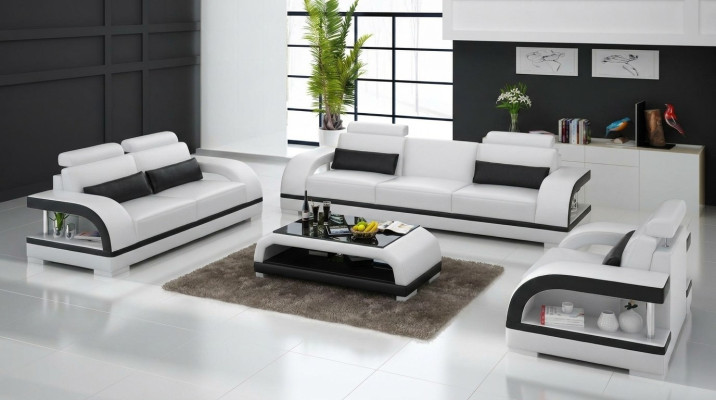 Luksusowy Zestaw sofowy Skóra Podkładka Kanapy Sofa Salon 3+2 Zestaw