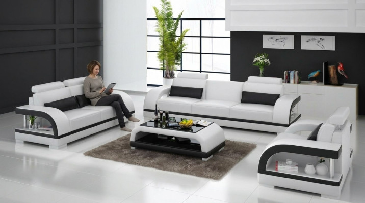 Skórzana sofa Couch Zestaw sofowy 3+1+1 miejsce siedzące Obcios Design Modern Sofa