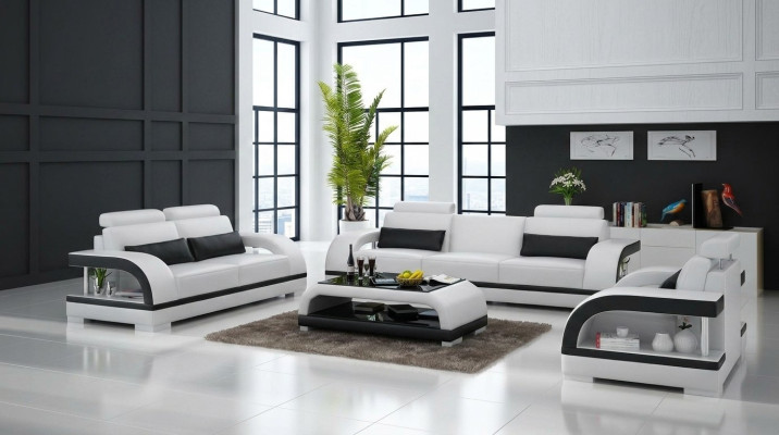Skórzana sofa Couch Zestaw sofowy 3+1+1 miejsce siedzące Obcios Design Modern Sofa