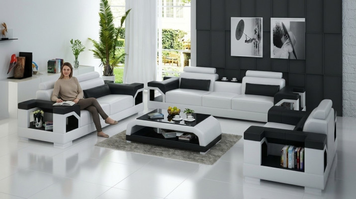 Skóra Podkładka Kanapy Sofa Luksusowy Zestaw sofowy Salon 3+2 Zestaw