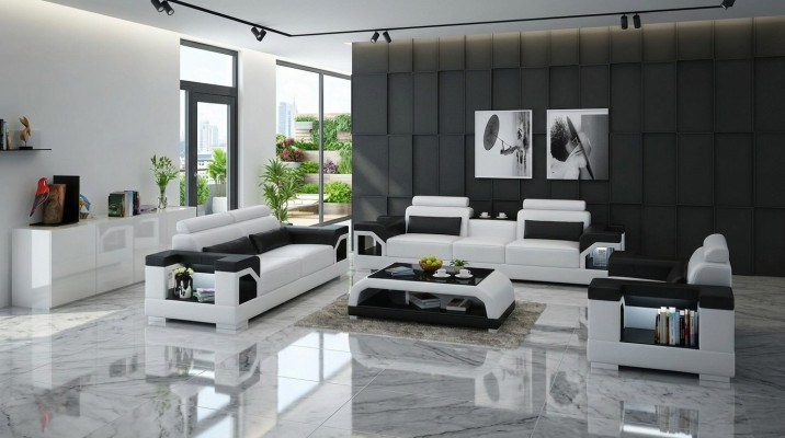 Skóra Podkładka Kanapy Sofa Luksusowy Zestaw sofowy Salon 3+2 Zestaw